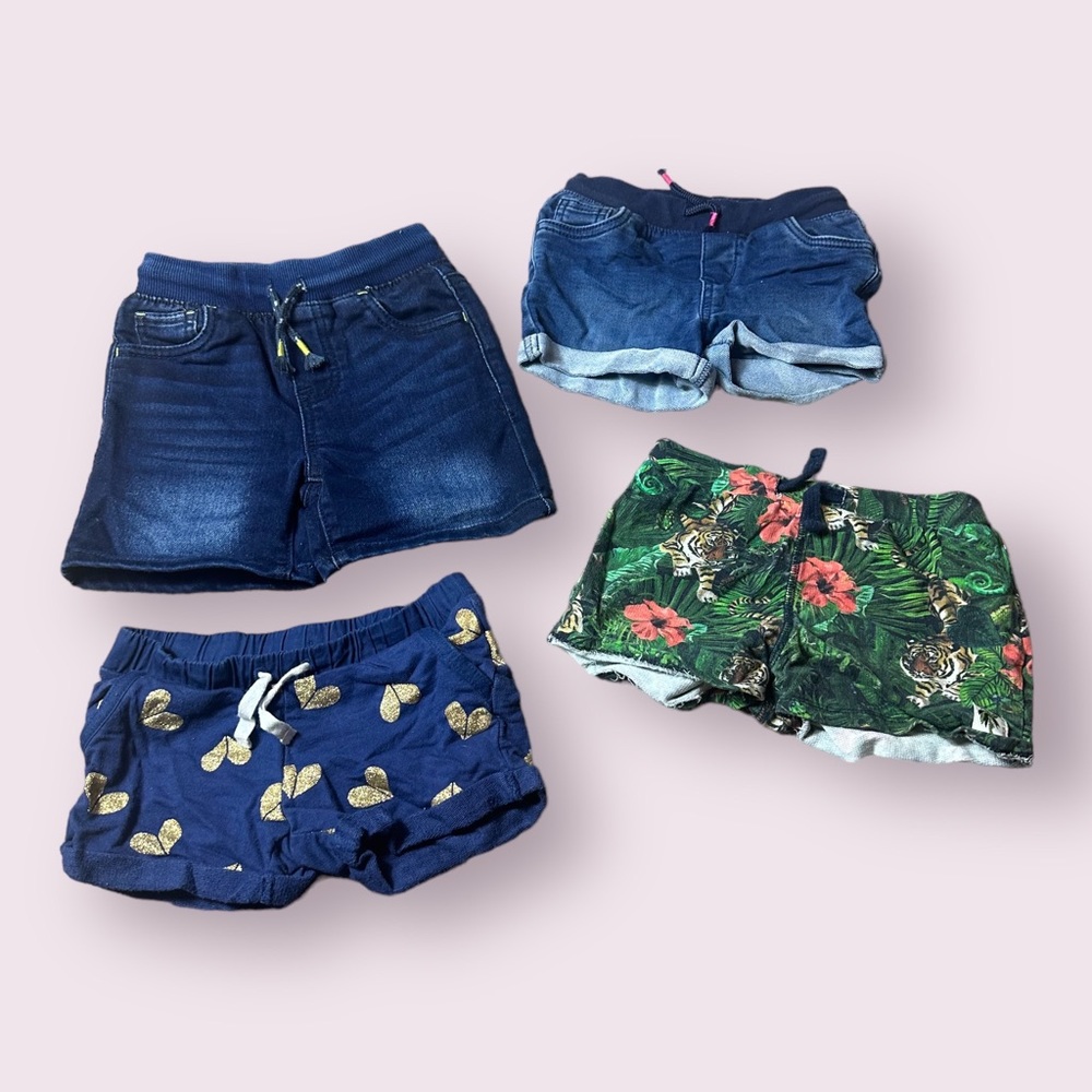 Toddler Girl Set Of Four Shorts Carters Cat & Jack H&M Denim Jungle Print Sz 2-3